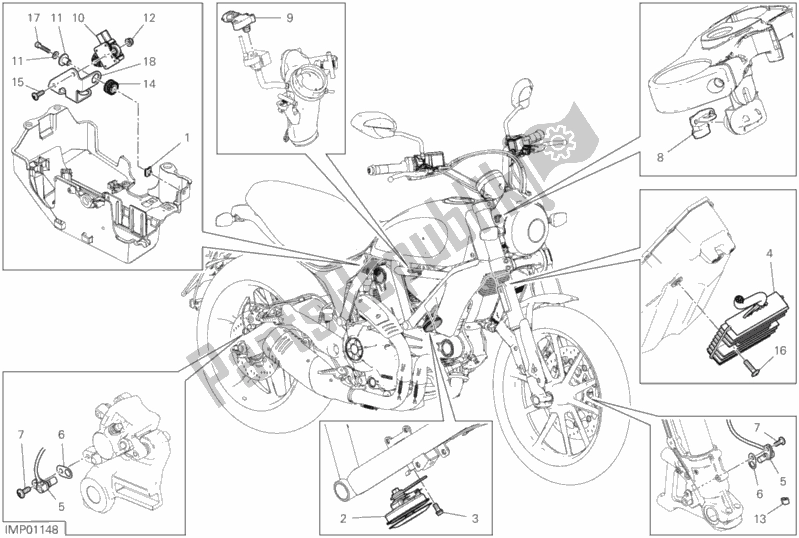 Todas las partes para 13d - Dispositivos Eléctricos de Ducati Scrambler Icon Thailand USA 803 2020